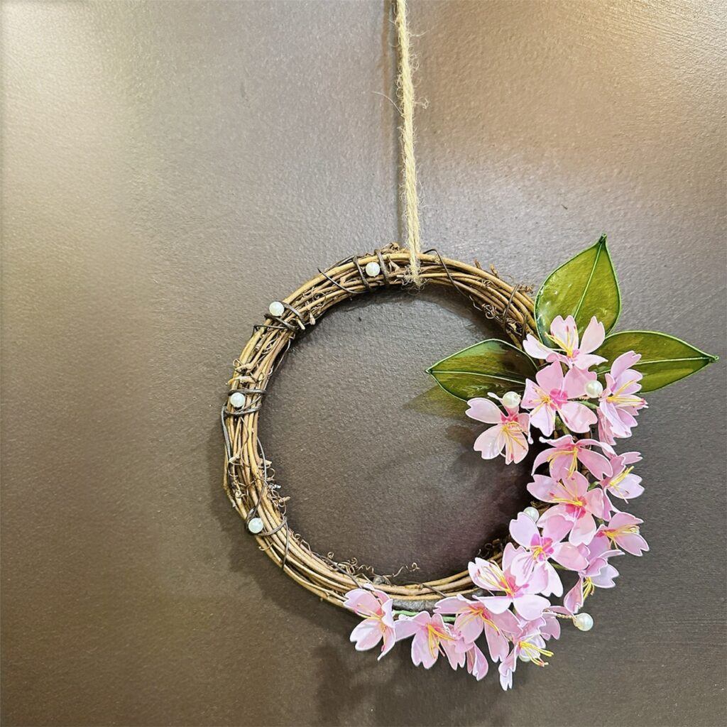 ディップアート体験 桜のリース